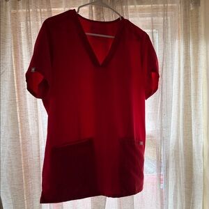 Figs red scrub top - M